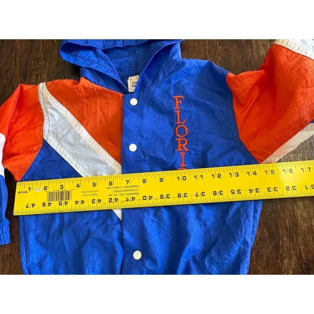 Vintage Little King Florida Gators Jacket Size 3 Blue Orange Hooded Windbreaker